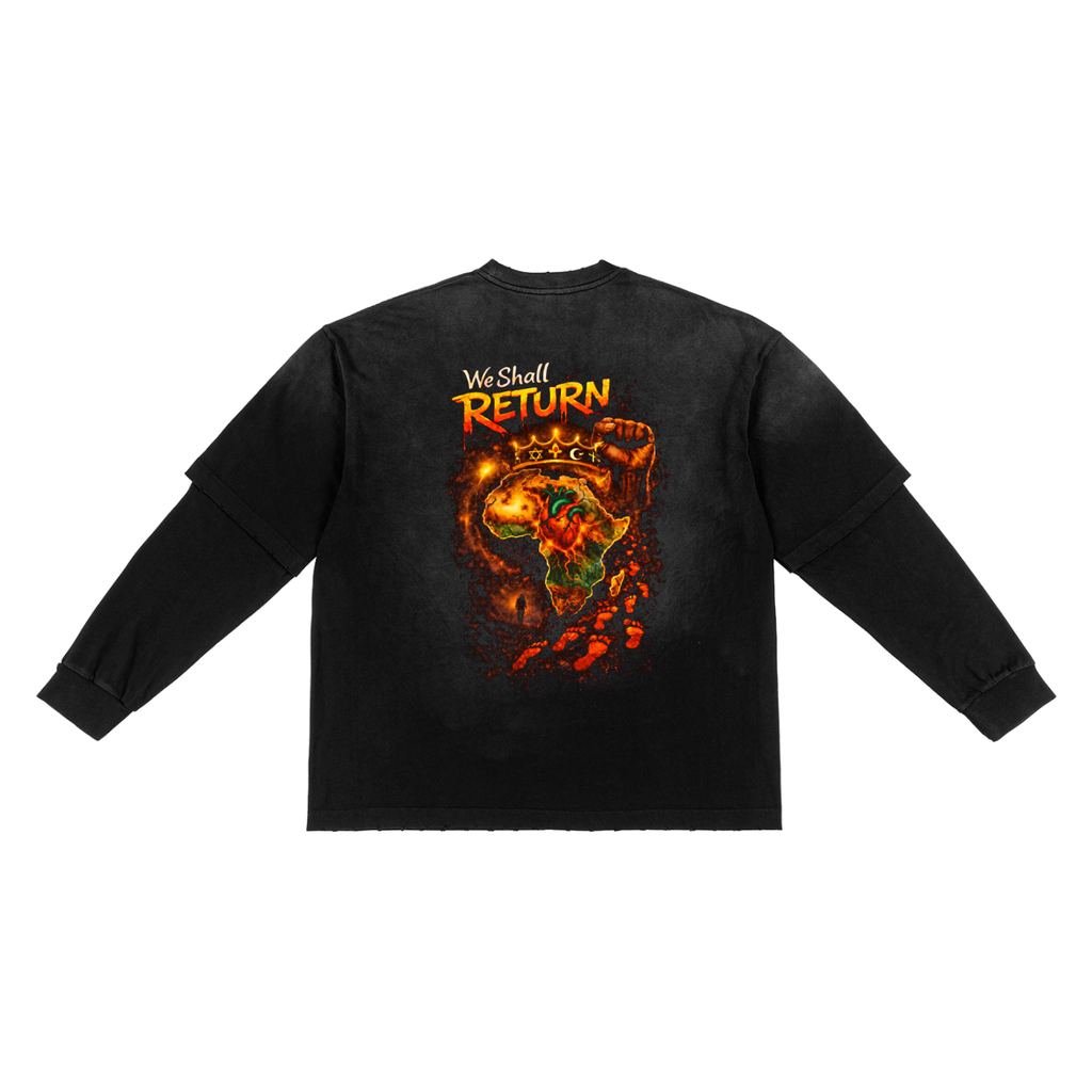 We Shall  Return Sunfade Hand-Frayed Faux Two-Piece T-Shirt