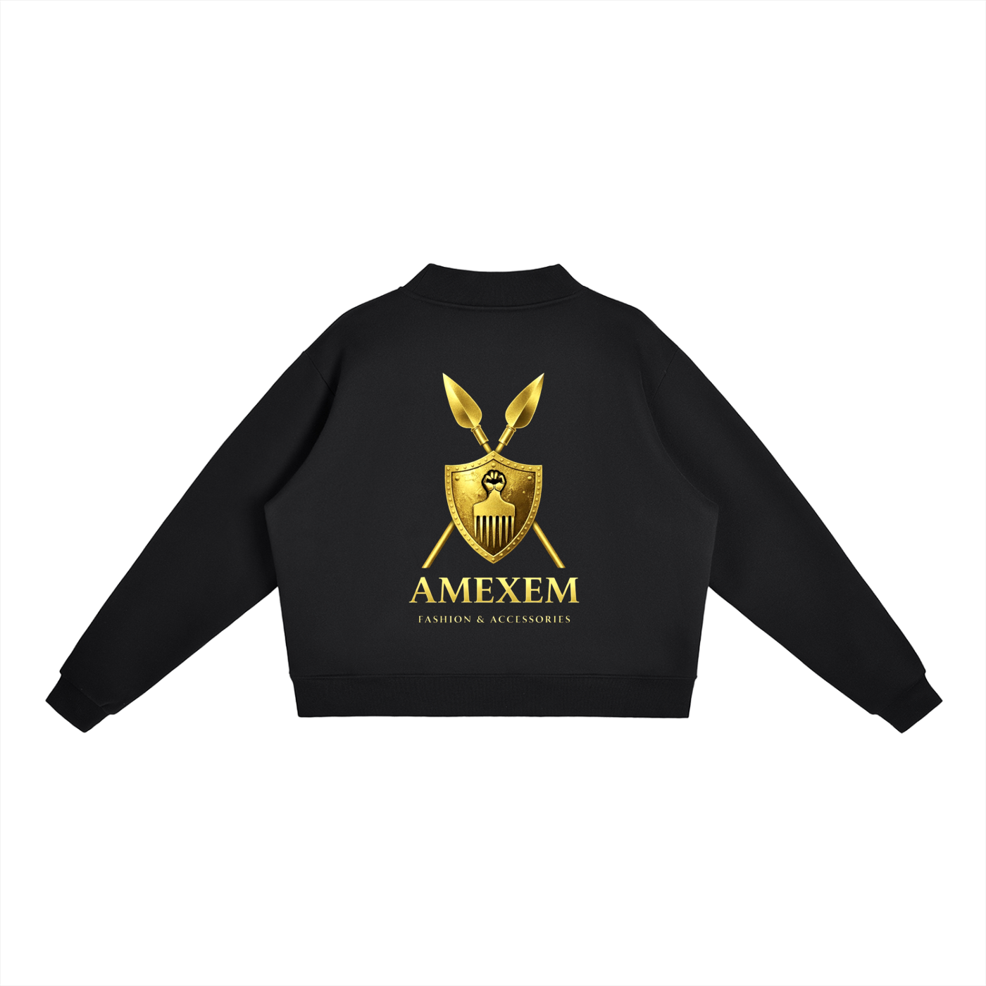 Amexem Logo Fleece Mock-Neck Crew Sweatshirt