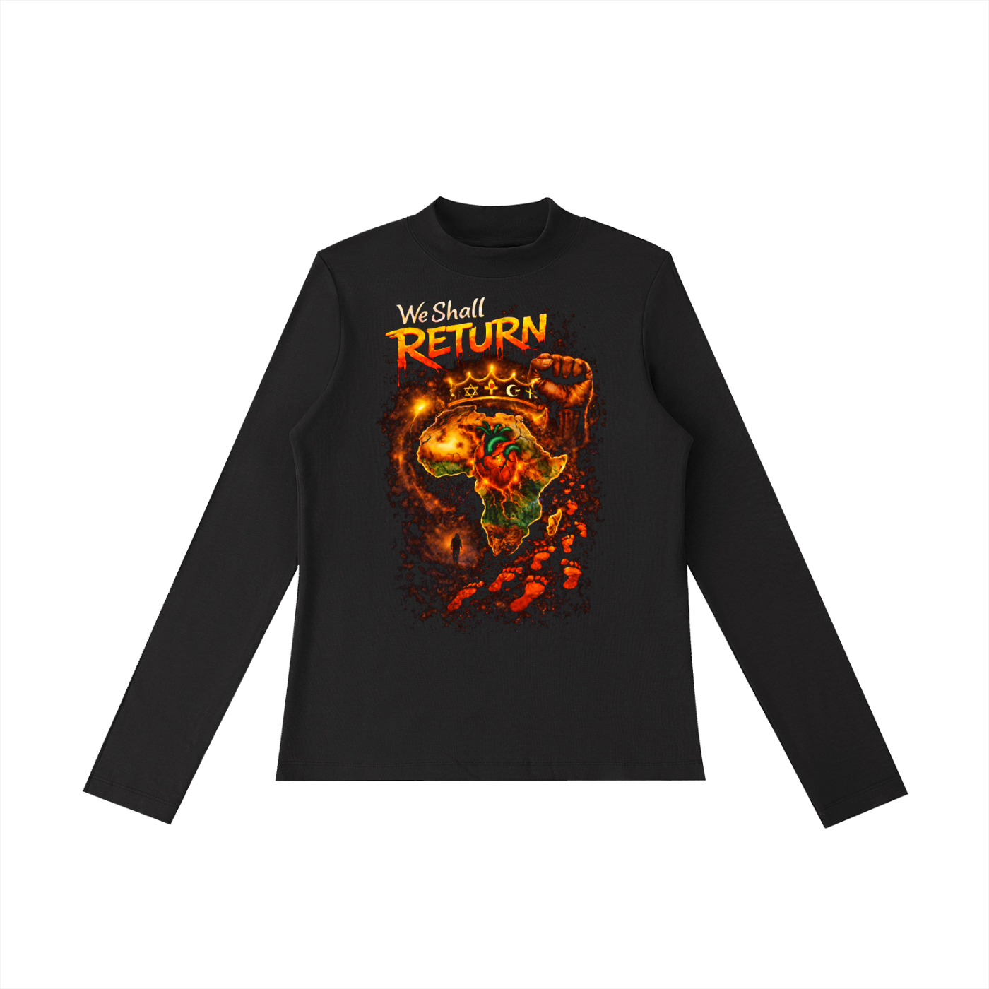We Shall Return Mock Neck Long Sleeve T-Shirt