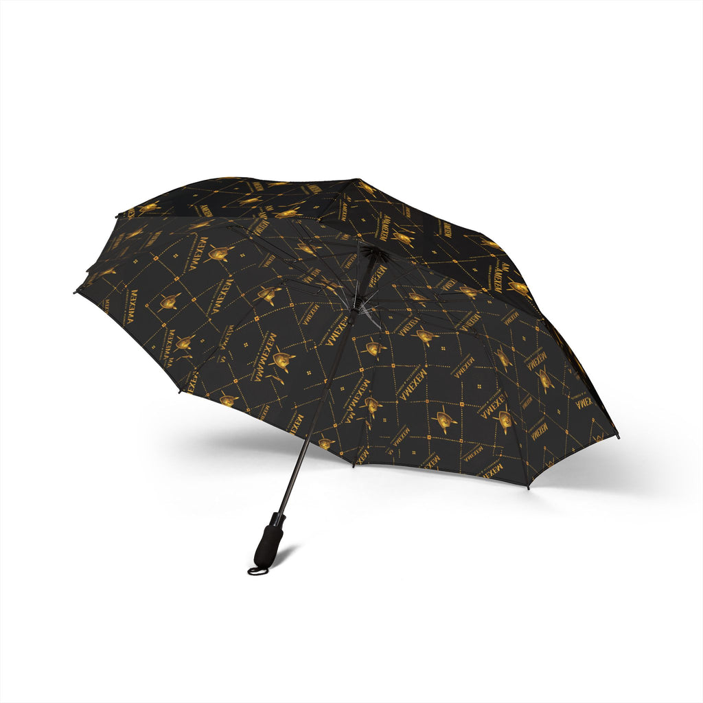 Amexem Monogram Compact Foldable Umbrella — Black Gold Constellation Design