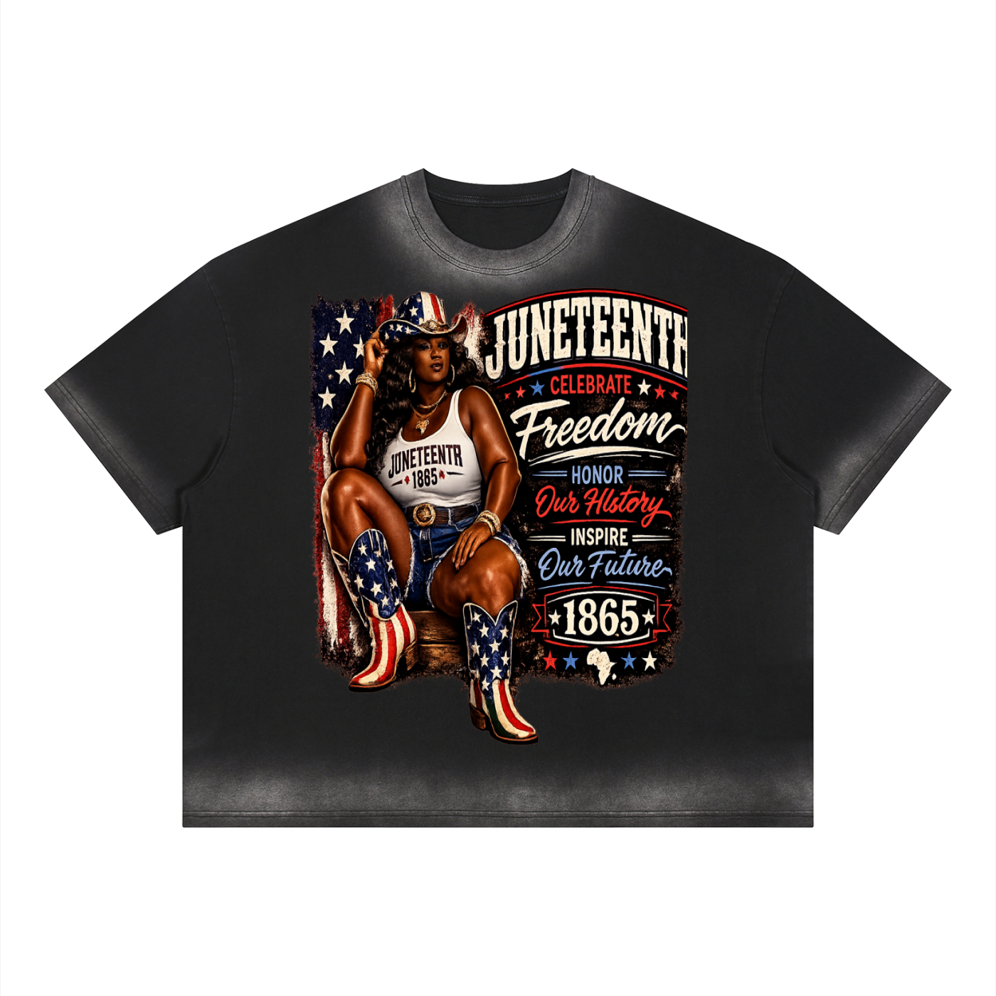 Juneteenth Celebrate Freedom  Sunfade Vintage Wash T-Shirt