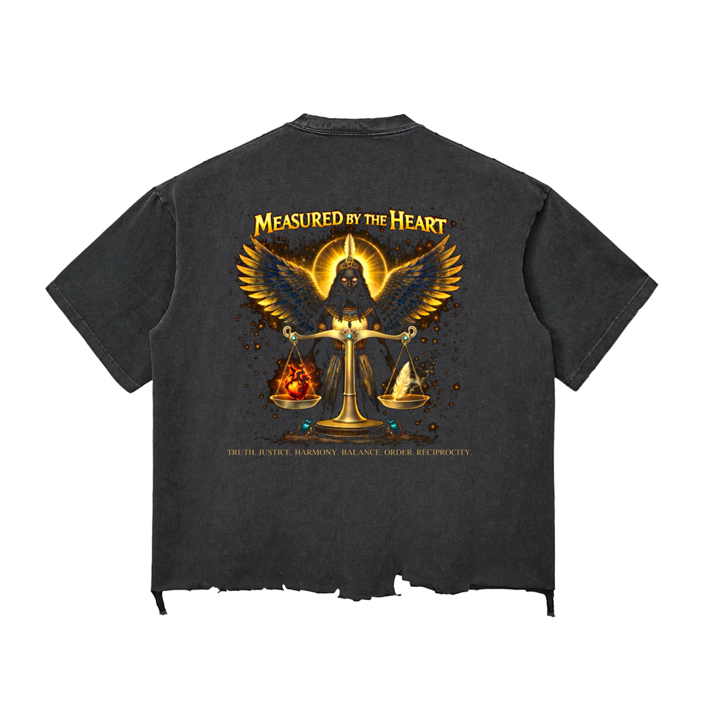 Measured By The Heart Snow Wash Raw-Hem Boxy T-shirt