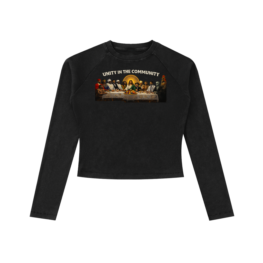 Unity In The Community Dyed Washed Raglan Long Sleeve Slim T-Shirt