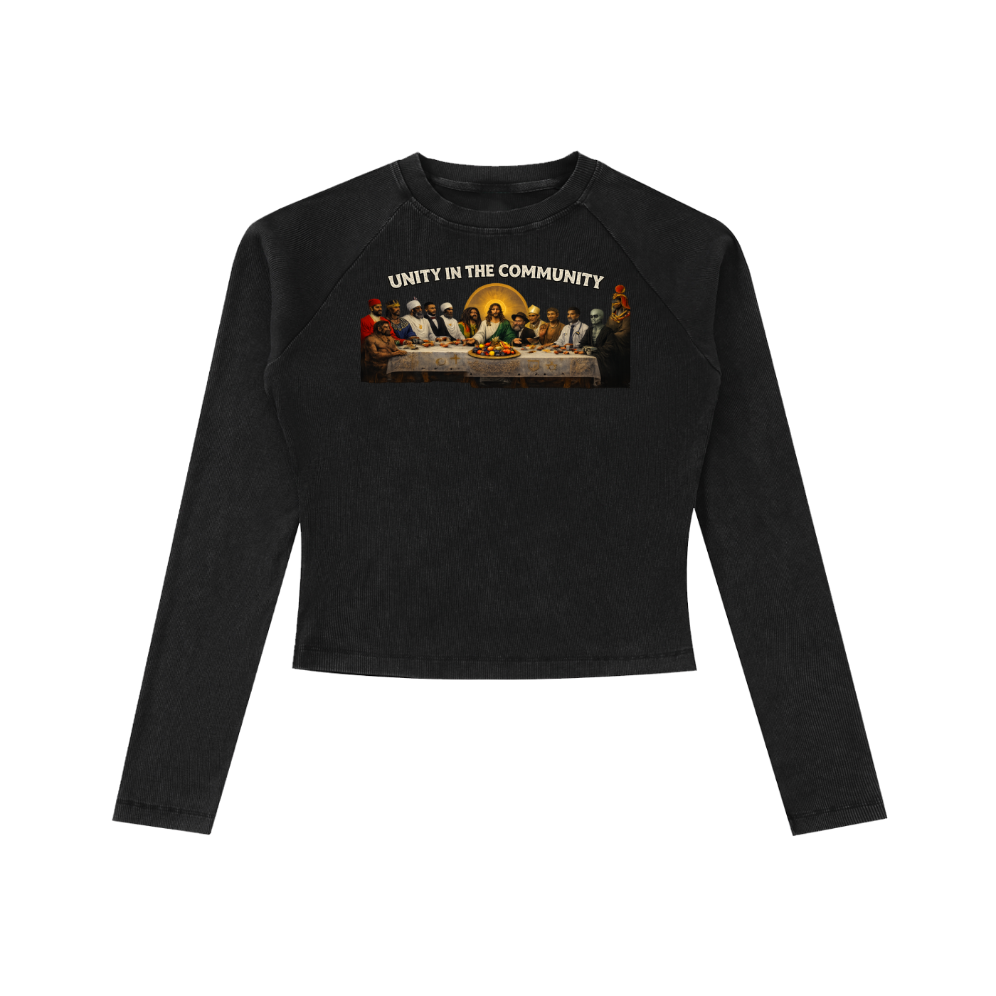 Unity In The Community Dyed Washed Raglan Long Sleeve Slim T-Shirt