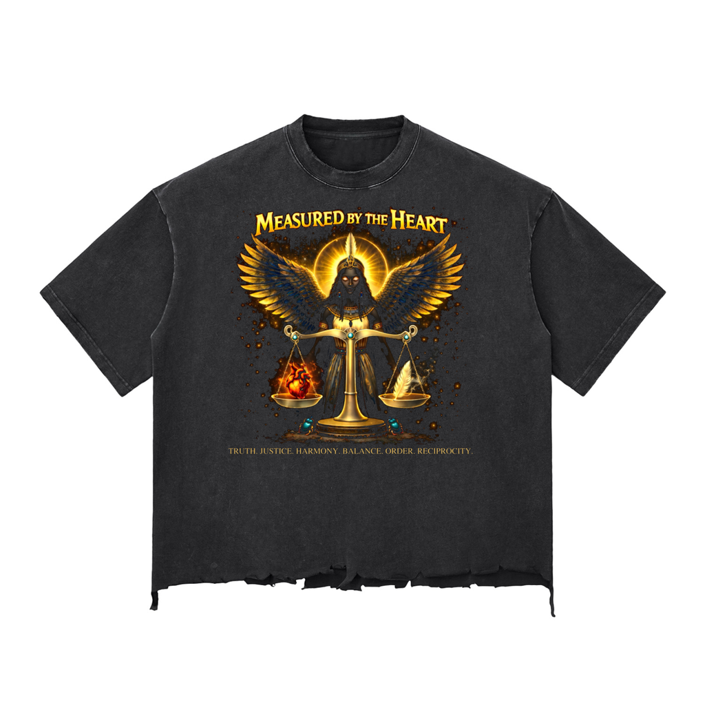 Measured By The Heart Snow Wash Raw-Hem Boxy T-shirt