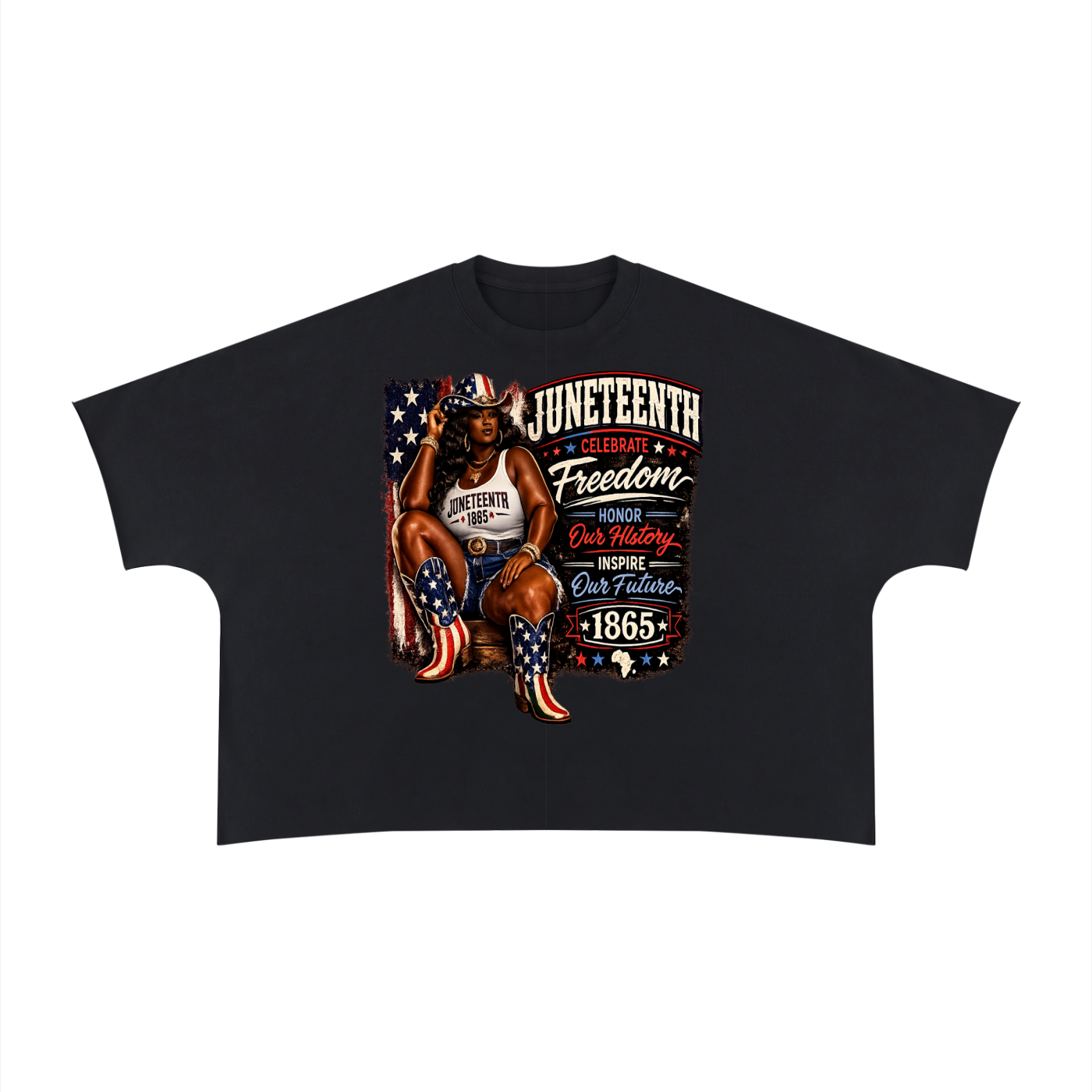 Juneteenth Celebrate Freedom Boxy Raw Edge T-Shirt