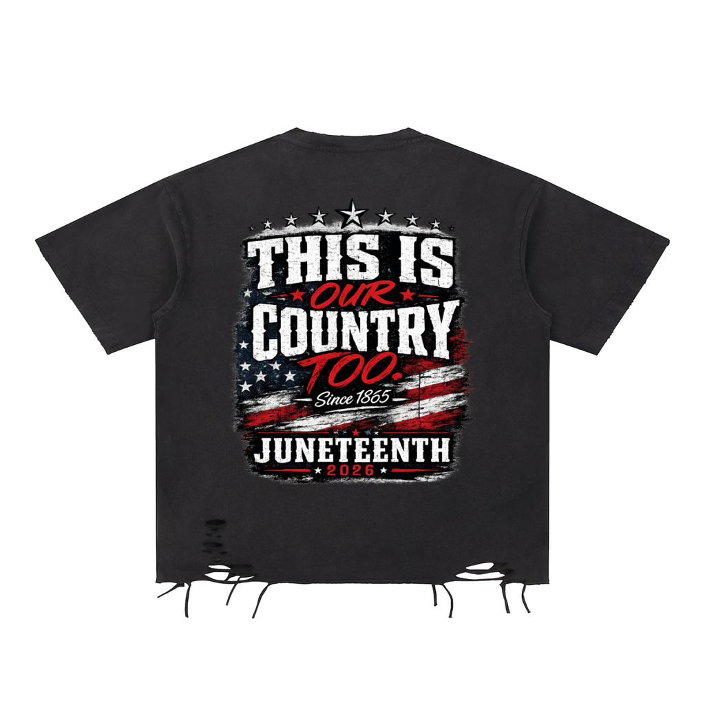 Juneteenth Celebrate Freedom Snow Washed Raw-Hem T-Shirt