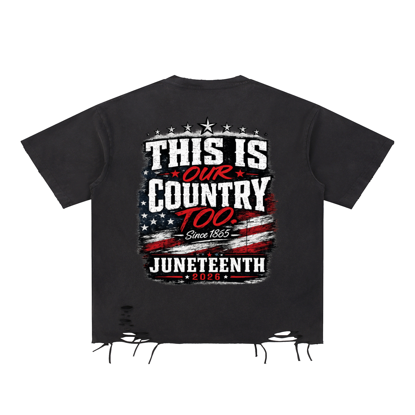 Juneteenth Celebrate Freedom Snow Washed Raw-Hem T-Shirt