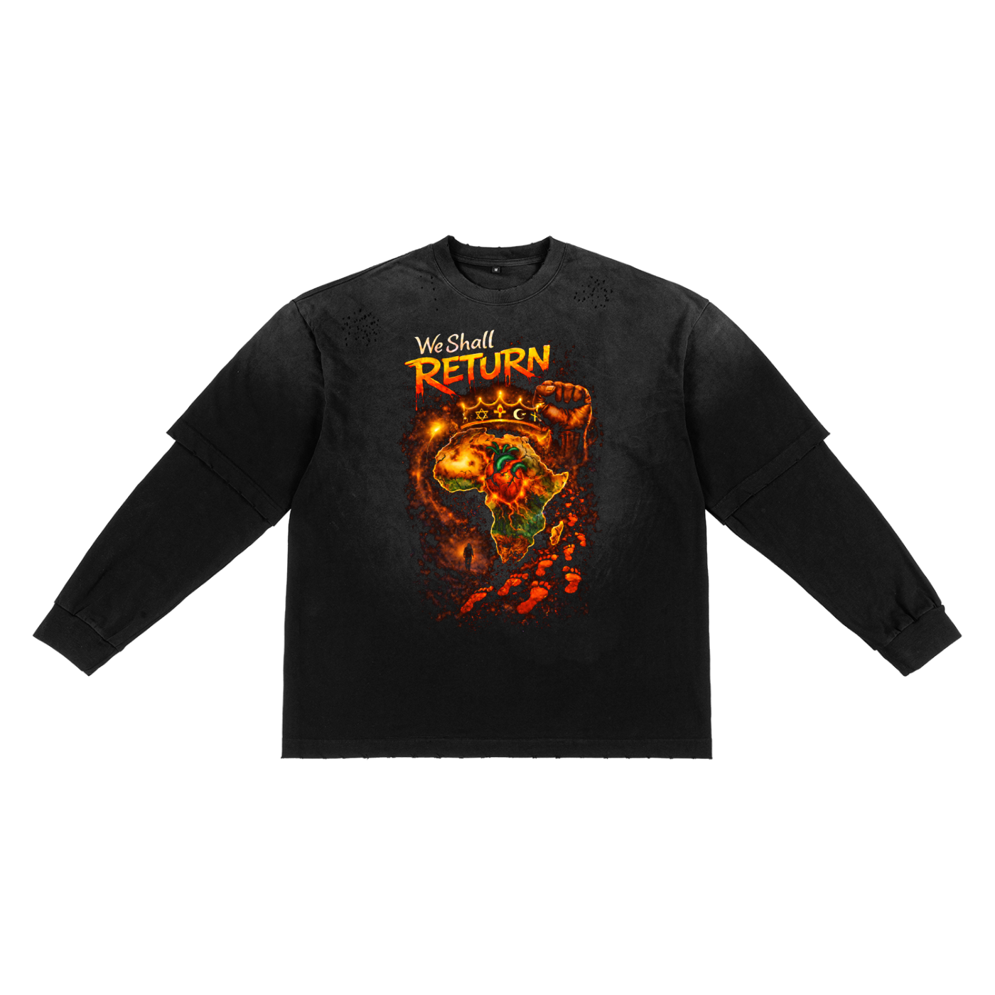 We Shall  Return Sunfade Hand-Frayed Faux Two-Piece T-Shirt