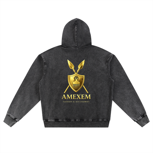 Amexem Logo Snow Wash Oversized Hoodie